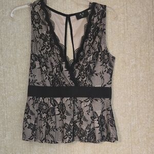 AX Black Lace Sleeveless Peplum Top